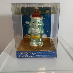 Vtg American Greetings 2005 Care Bears Bedtime Bear Glass Christmas Ornament NIB